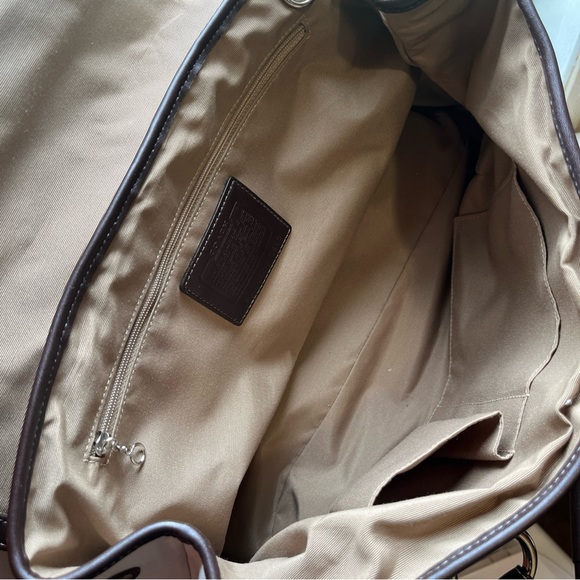 COACH White / Brown Hamptons Soho Flap Satchel Bag F10913 - Picture 5 of 8